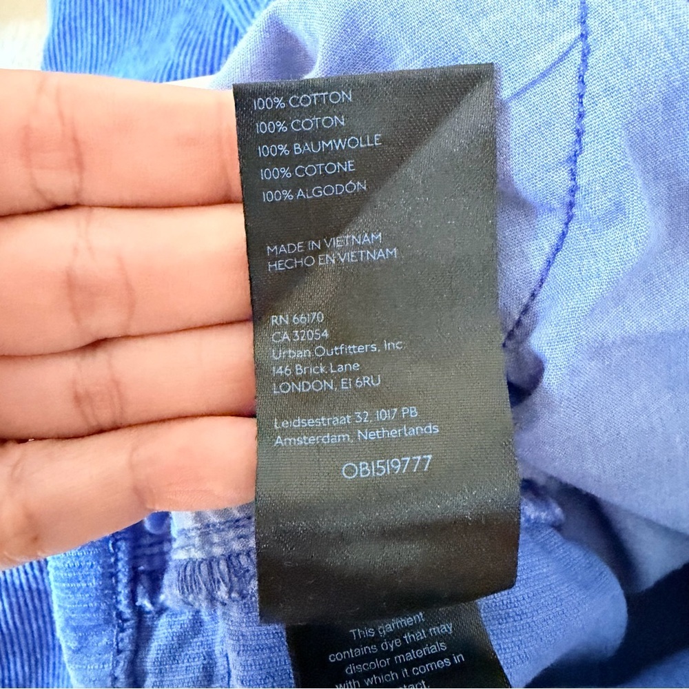 BDG Pegged Cowboy Blue Corduroy High-Waisted Relaxed Fit Straight Leg Pants - Picture 9 of 12